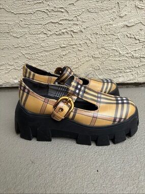Plaid Mary Jane Chunky Platform Loafers